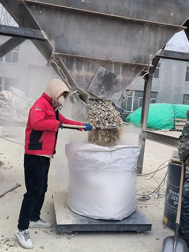 Bulk bag filled and weighed for shipment, with WIT on site